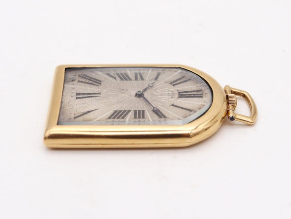 UTI Paris 1930 Art-Deco Odd Shape Pocket Watch In Solid 18Kt Yellow Gold