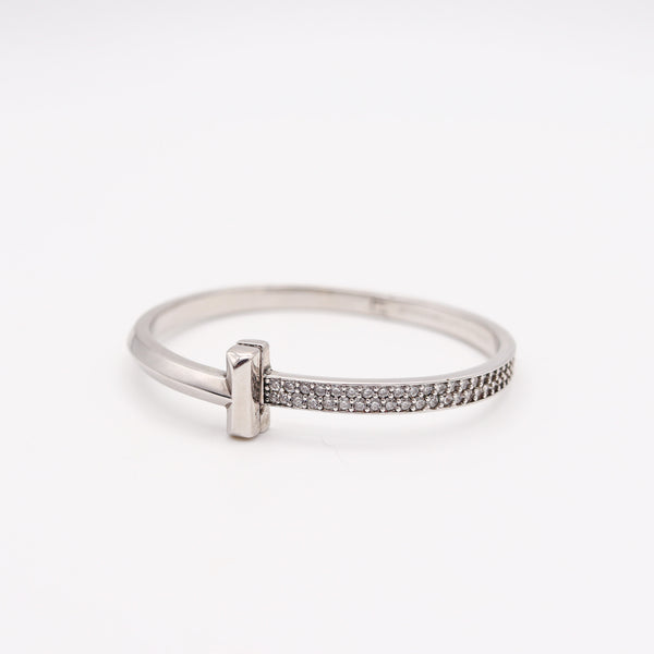 TIFFANY & CO. Hinged T-Bracelet In 18Kt White Gold With 2.18 Cts Of VVS Diamonds