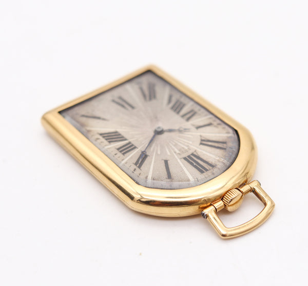 UTI Paris 1930 Art-Deco Odd Shape Pocket Watch In Solid 18Kt Yellow Gold