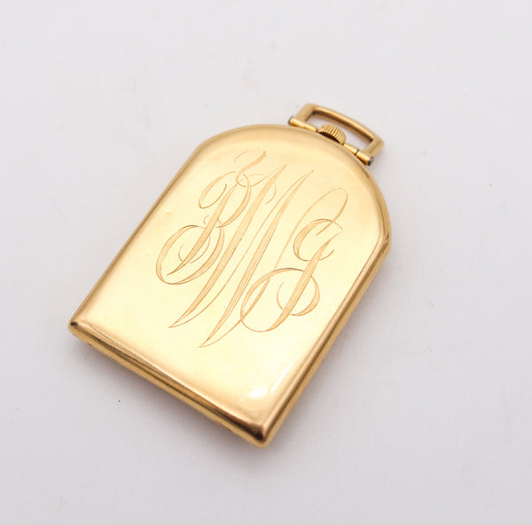 UTI Paris 1930 Art-Deco Odd Shape Pocket Watch In Solid 18Kt Yellow Gold