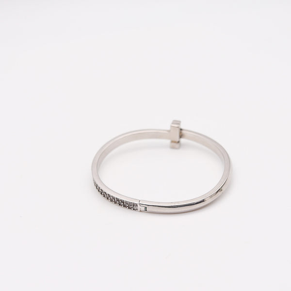 TIFFANY & CO. Hinged T-Bracelet In 18Kt White Gold With 2.18 Cts Of VVS Diamonds