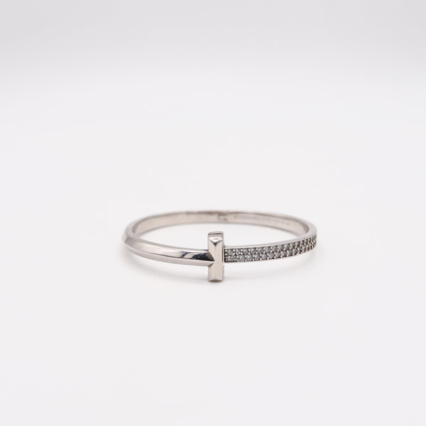 TIFFANY & CO. Hinged T-Bracelet In 18Kt White Gold With 2.18 Cts Of VVS Diamonds