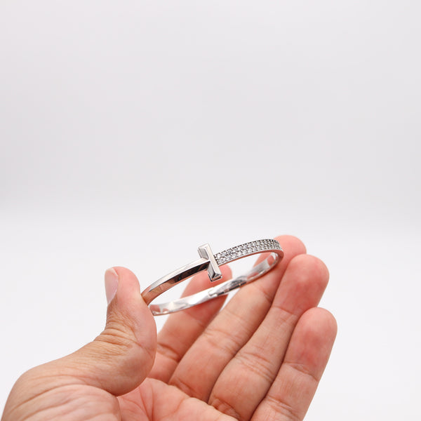 TIFFANY & CO. Hinged T-Bracelet In 18Kt White Gold With 2.18 Cts Of VVS Diamonds