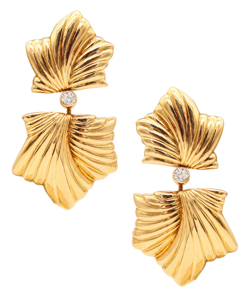 BOUCHERON Paris Dangle Drop Earrings In 18Kt Yellow Gold With VVS Diamonds