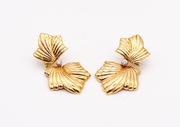 BOUCHERON Paris Dangle Drop Earrings In 18Kt Yellow Gold With VVS Diamonds