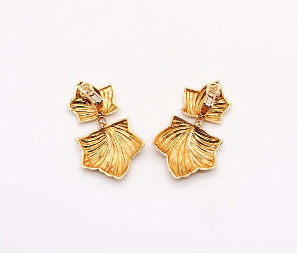 BOUCHERON Paris Dangle Drop Earrings In 18Kt Yellow Gold With VVS Diamonds