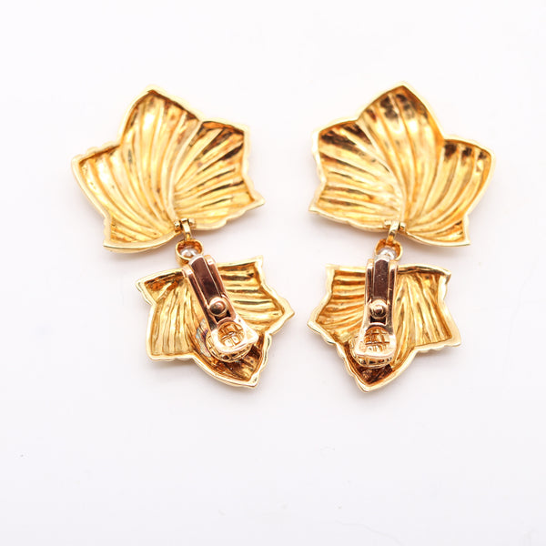 BOUCHERON Paris Dangle Drop Earrings In 18Kt Yellow Gold With VVS Diamonds