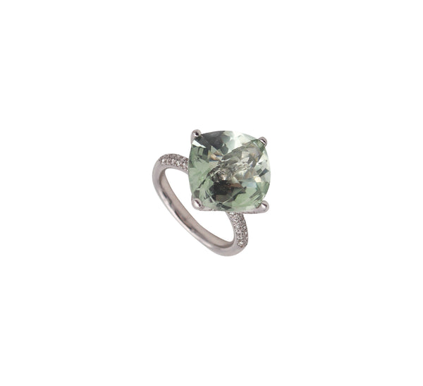 -Salavetti Cocktail Ring In 18Kt White Gold With 9.52 Ctw In Diamonds And Prasiolite