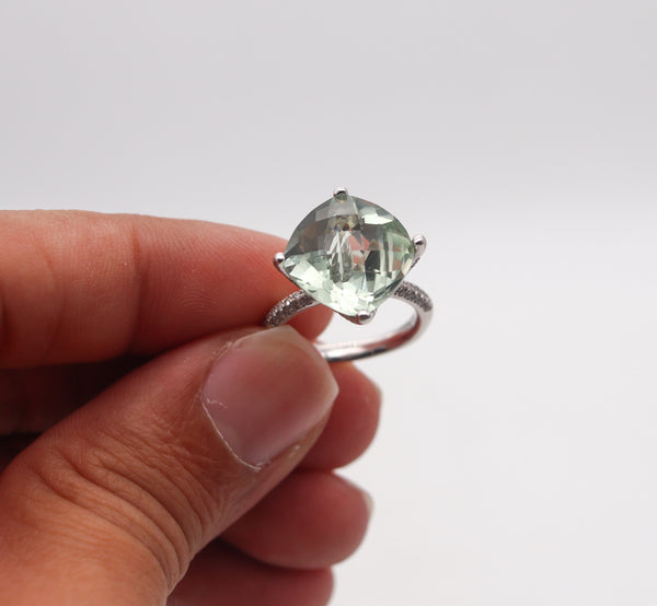 -Salavetti Cocktail Ring In 18Kt White Gold With 9.52 Ctw In Diamonds And Prasiolite