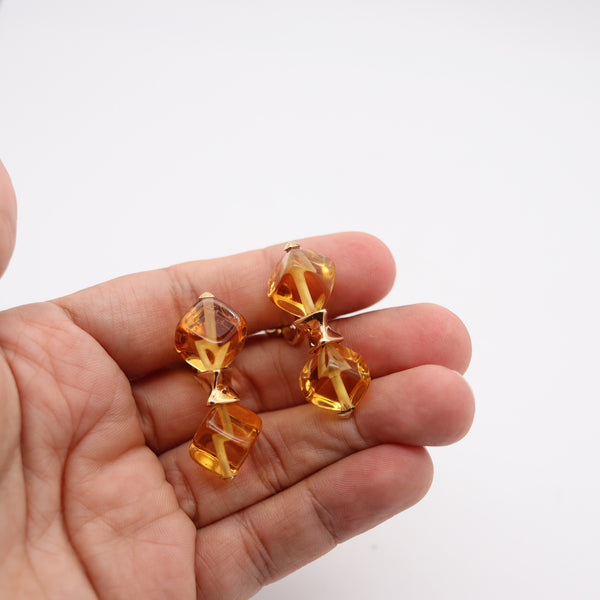 MARINA B. Milan 1981 Clips-On Earrings In 18Kt Yellow Gold With Translucent Citrines
