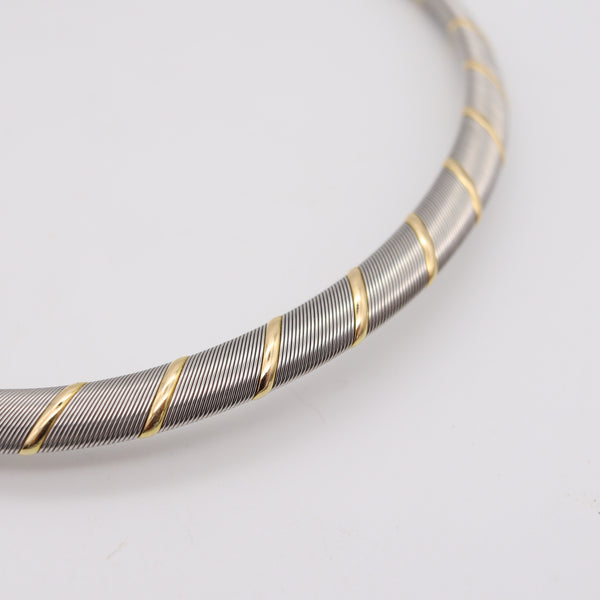 CARTIER 1970 Modernist Double Panthère Necklace In 18Kt Yellow Gold And Steel