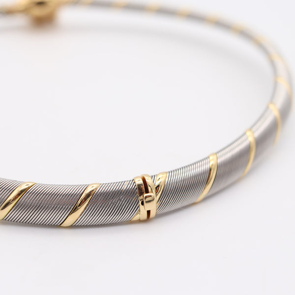 CARTIER 1970 Modernist Double Panthère Necklace In 18Kt Yellow Gold And Steel