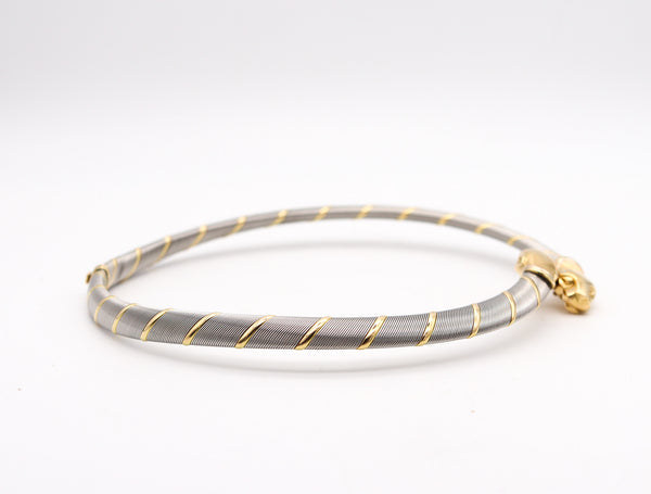 CARTIER 1970 Modernist Double Panthère Necklace In 18Kt Yellow Gold And Steel