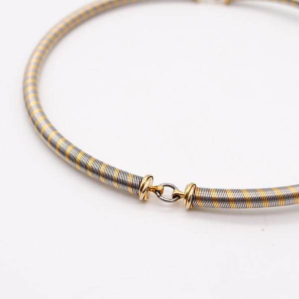 CARTIER 1970 Modernist Tubular Wired Necklace In 18Kt Yellow Gold And Steel