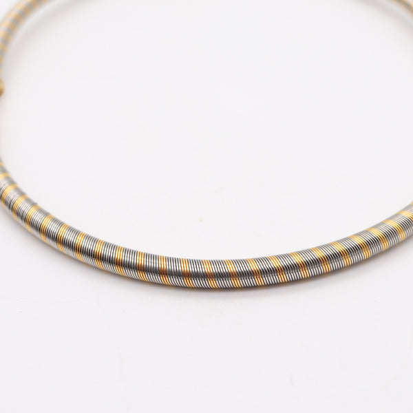 CARTIER 1970 Modernist Tubular Wired Necklace In 18Kt Yellow Gold And Steel