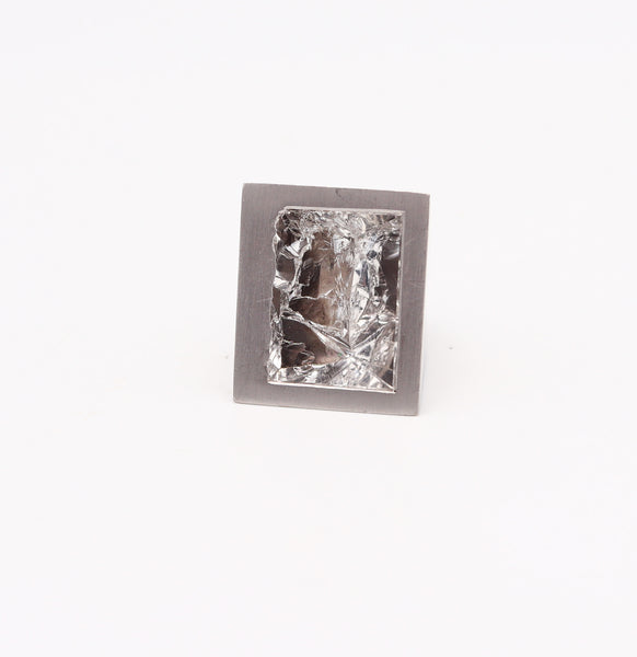 ANTONIO BERNARDO Geometric Cocktail Ring In 18Kt White Gold & Fancy Rock Crystal