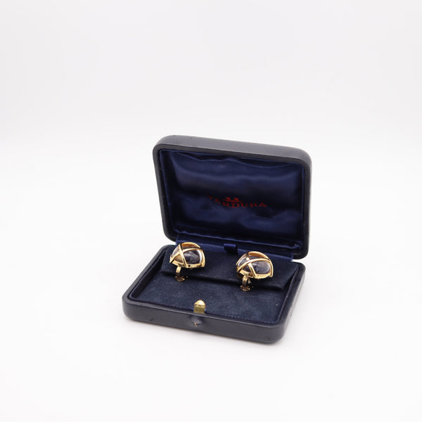 VERDURA Milano Caged Rock Quartzes Clips-On Earrings In 18Kt Yellow Gold