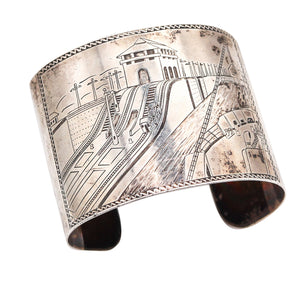 PANAMA-PACIFIC 1915 Exposition Engraved Cuff Bracelet In .925 Sterling Silver