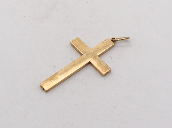 -Byzantine Revival 1850 Enameled Polychrome Cross In 18Kt Yellow Gold