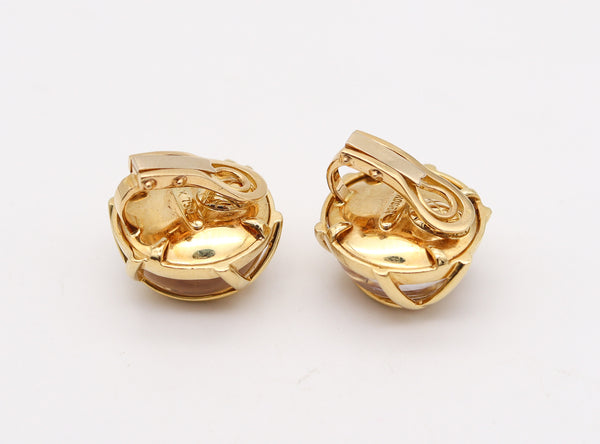 VERDURA Milano Caged Rock Quartzes Clips-On Earrings In 18Kt Yellow Gold