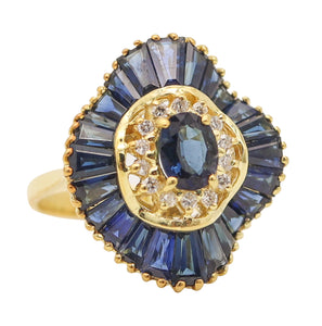 OSCAR HEYMAN Ballerina Cocktail Ring 18Kt Gold 2.86 Ctw Diamonds & Sapphires