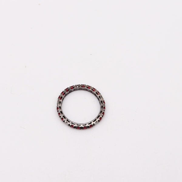 CRIERI Classic Eternity Ring Band In 18Kt Gold With 1.10 Cwt In Diamonds & Red Rubies