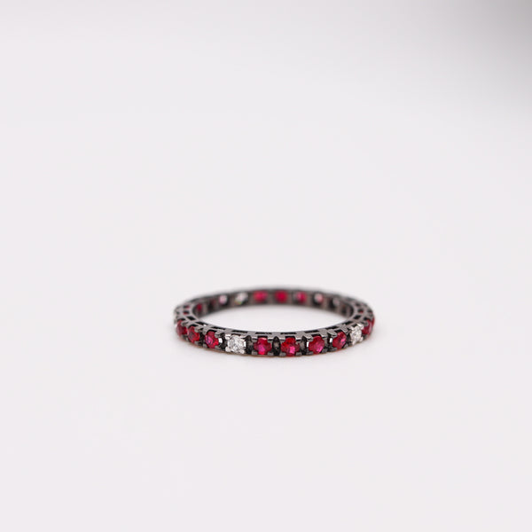 CRIERI Classic Eternity Ring Band In 18Kt Gold With 1.10 Cwt In Diamonds & Red Rubies