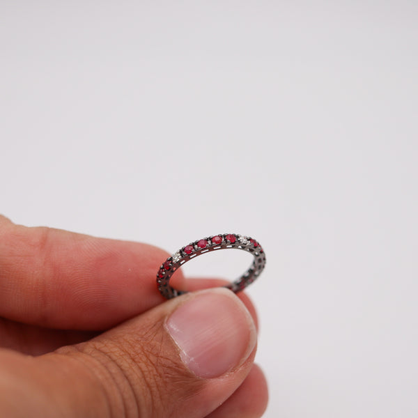 CRIERI Classic Eternity Ring Band In 18Kt Gold With 1.10 Cwt In Diamonds & Red Rubies