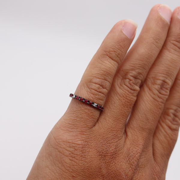 CRIERI Classic Eternity Ring Band In 18Kt Gold With 1.10 Cwt In Diamonds & Red Rubies