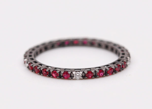 CRIERI Classic Eternity Ring Band In 18Kt Gold With 0.60 Cwt In Diamonds & Red Rubies