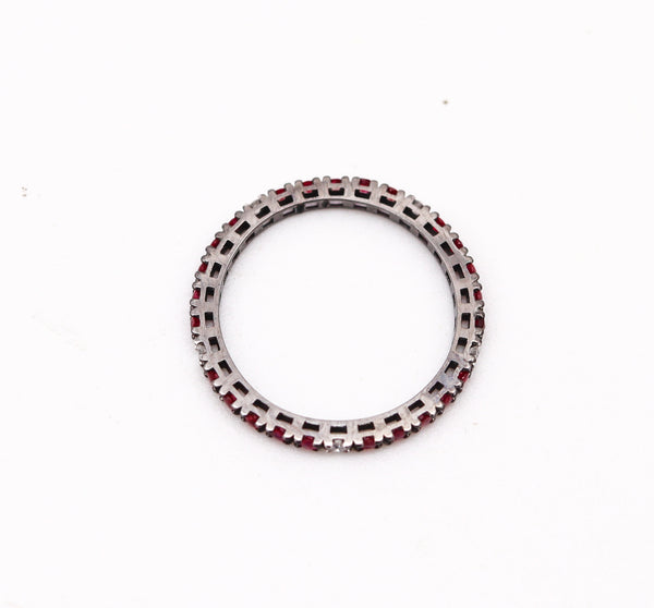 CRIERI Classic Eternity Ring Band In 18Kt Gold With 0.60 Cwt In Diamonds & Red Rubies