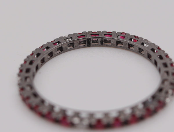 CRIERI Classic Eternity Ring Band In 18Kt Gold With 0.60 Cwt In Diamonds & Red Rubies