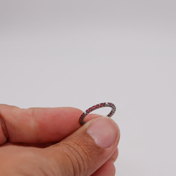 CRIERI Classic Eternity Ring Band In 18Kt Gold With 0.60 Cwt In Diamonds & Red Rubies