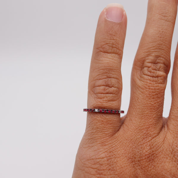 CRIERI Classic Eternity Ring Band In 18Kt Gold With 0.60 Cwt In Diamonds & Red Rubies