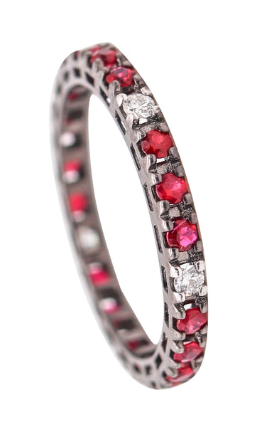 CRIERI Classic Eternity Ring Band In 18Kt Gold With 0.72 Cwt In Diamonds & Red Rubies