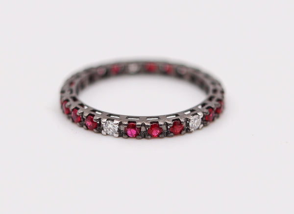CRIERI Classic Eternity Ring Band In 18Kt Gold With 0.72 Cwt In Diamonds & Red Rubies