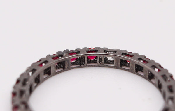 CRIERI Classic Eternity Ring Band In 18Kt Gold With 0.72 Cwt In Diamonds & Red Rubies