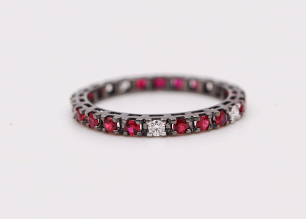 CRIERI Classic Eternity Ring Band In 18Kt Gold With 0.72 Cwt In Diamonds & Red Rubies