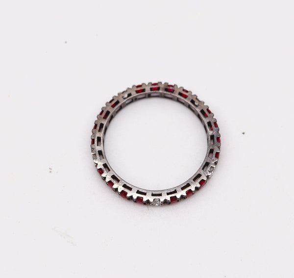CRIERI Classic Eternity Ring Band In 18Kt Gold With 0.72 Cwt In Diamonds & Red Rubies