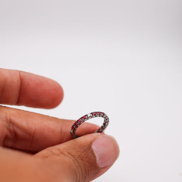 CRIERI Classic Eternity Ring Band In 18Kt Gold With 0.72 Cwt In Diamonds & Red Rubies
