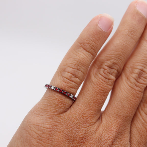 CRIERI Classic Eternity Ring Band In 18Kt Gold With 0.72 Cwt In Diamonds & Red Rubies