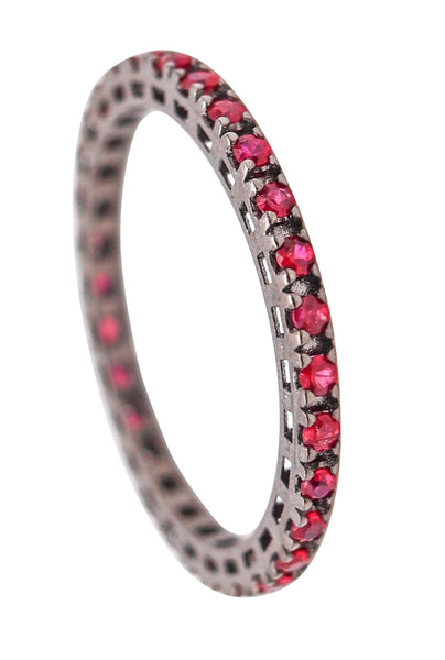 CRIERI Classic Eternity Ring Band In 18Kt Blackened Gold With 0.66 Cwt Red Rubies