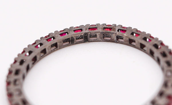 CRIERI Classic Eternity Ring Band In 18Kt Blackened Gold With 0.66 Cwt Red Rubies