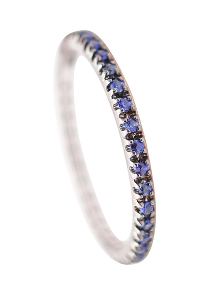 CRIERI Classic Eternity Ring Band In 18Kt White-Gold & 0.76 Cwt Vivid Blue Sapphires