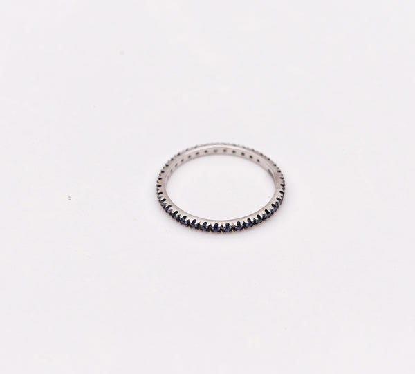 CRIERI Classic Eternity Ring Band In 18Kt White-Gold & 0.76 Cwt Vivid Blue Sapphires