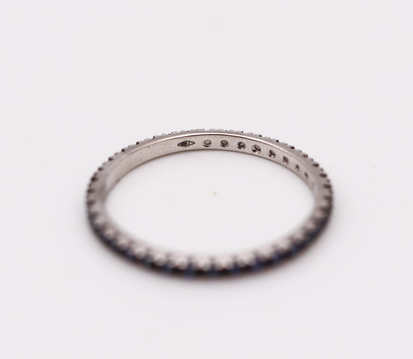 CRIERI Classic Eternity Ring Band In 18Kt White-Gold & 0.76 Cwt Vivid Blue Sapphires