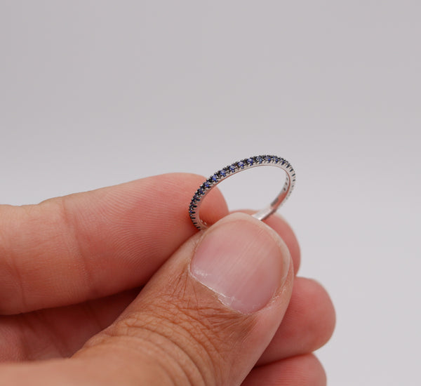 CRIERI Classic Eternity Ring Band In 18Kt White-Gold & 0.76 Cwt Vivid Blue Sapphires