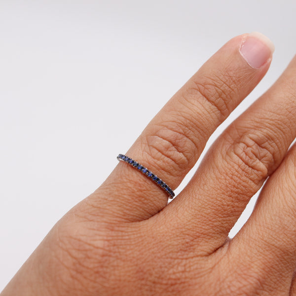 CRIERI Classic Eternity Ring Band In 18Kt White-Gold & 0.76 Cwt Vivid Blue Sapphires
