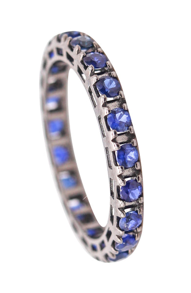 CRIERI Classic Eternity Ring Band In 18Kt Blackened Gold & 1.50 Cwt Vivid Blue Sapphires
