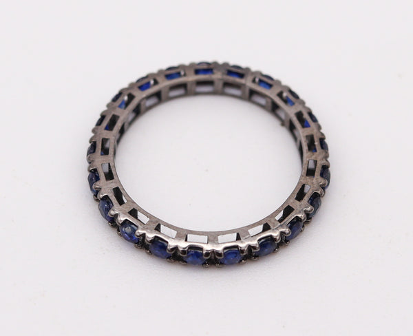 CRIERI Classic Eternity Ring Band In 18Kt Blackened Gold & 1.50 Cwt Vivid Blue Sapphires